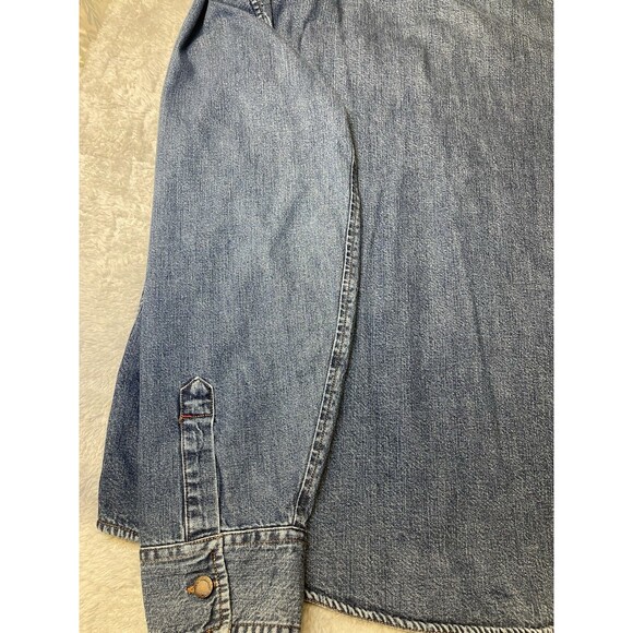 Levi’s Men’s Size L Flannel Lined Denim Button Down Long Sleeve Western Shirt - Picture 12 of 16